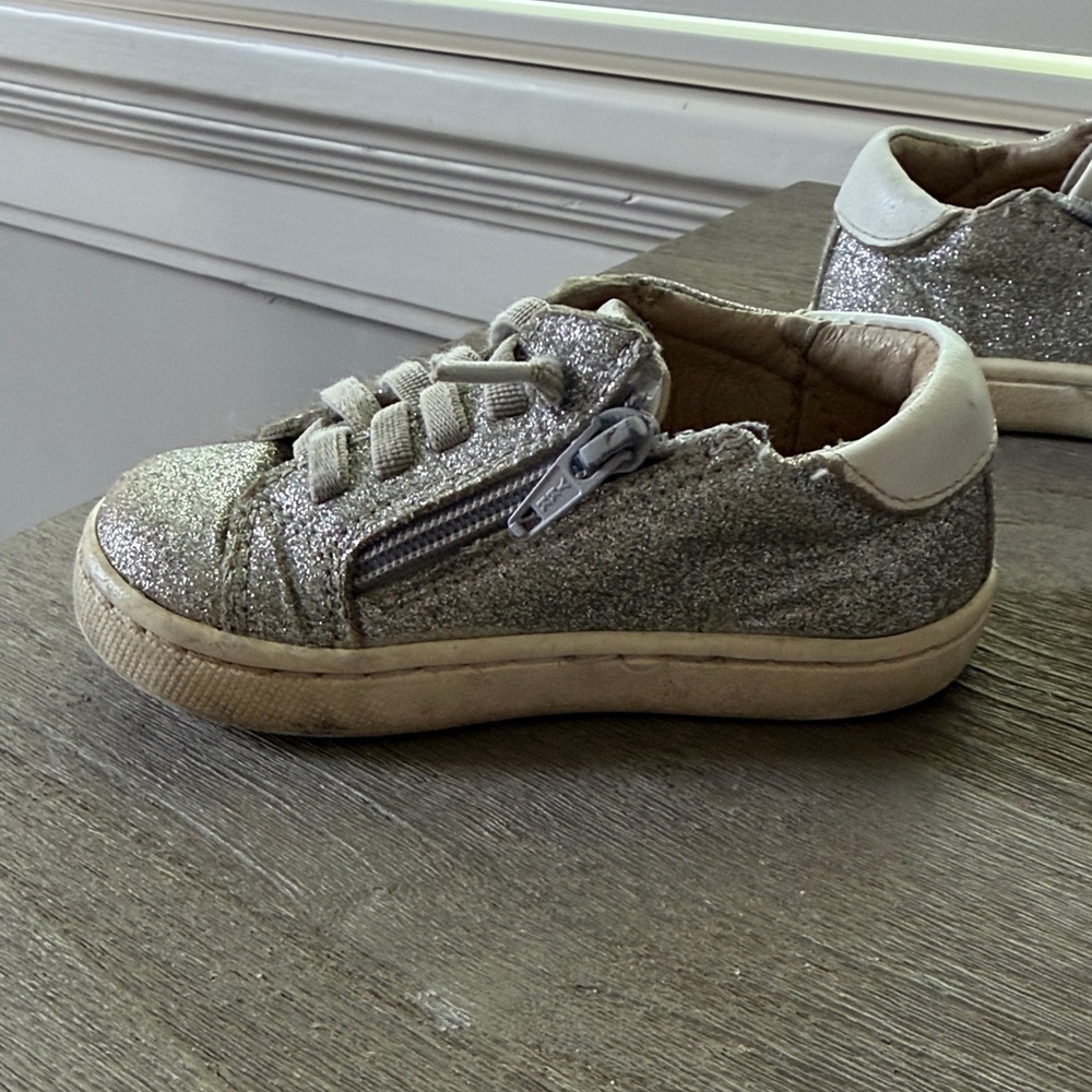 Old Soles Silver Glitter Sneakers with Pink Stripe - Picture 6 of 10